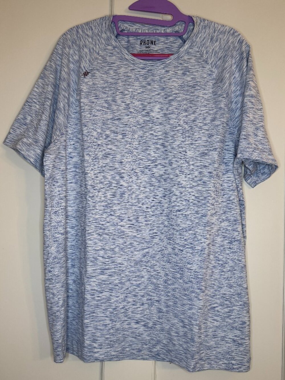 Rhone Mens Reign Performance Short Sleeve Blue Crew T Shirt Size Large